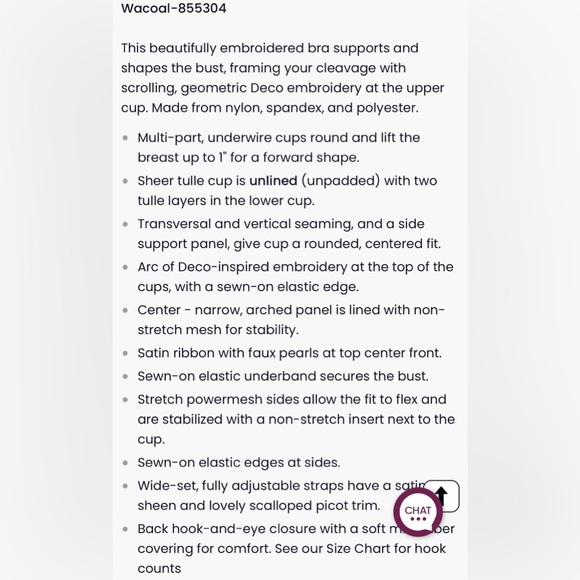 Wacoal Evocative Edge Full Figure Sheer Embroidered Underwire Bra 38D - Picture 4 of 12